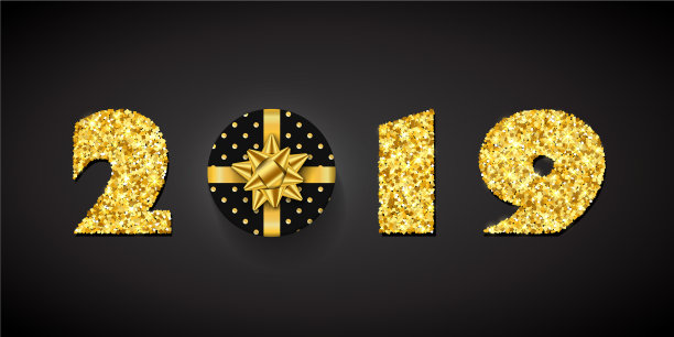 新年贺卡3d礼盒丝带蝴蝶结金图片下载