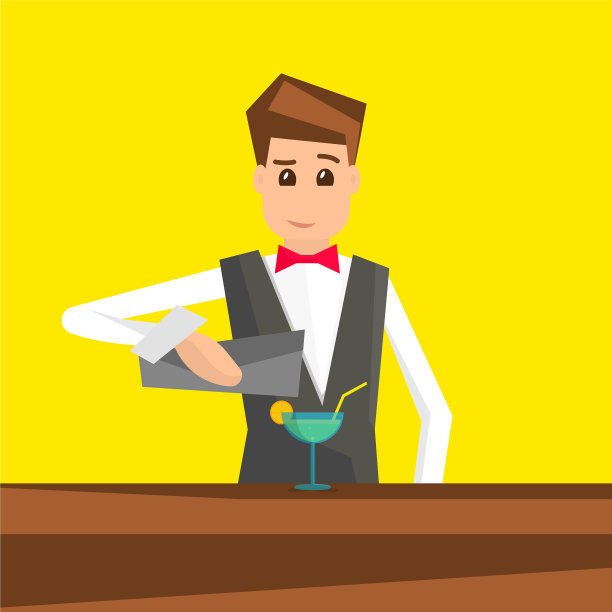 调酒师把鸡尾酒倒进玻璃杯图片下载