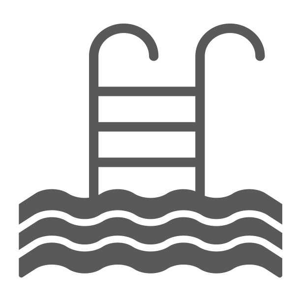 游泳池字形图标游泳和水梯标志图片下载