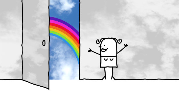 卡通女人快乐的出门为美好多彩的日子图片下载