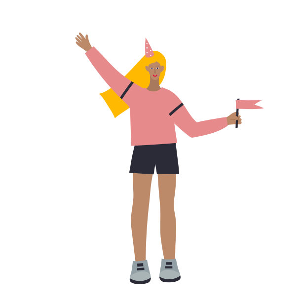 女孩性格在派对插图平面矢量图片下载