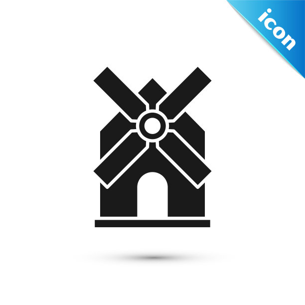黑色风车图标孤立在白色背景图片下载