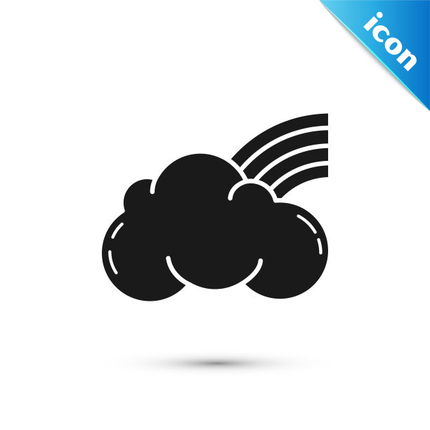 黑色彩虹与云图标孤立在白色图片下载