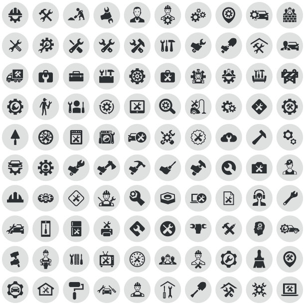 用于Web和UI的维修100图标通用集图片下载