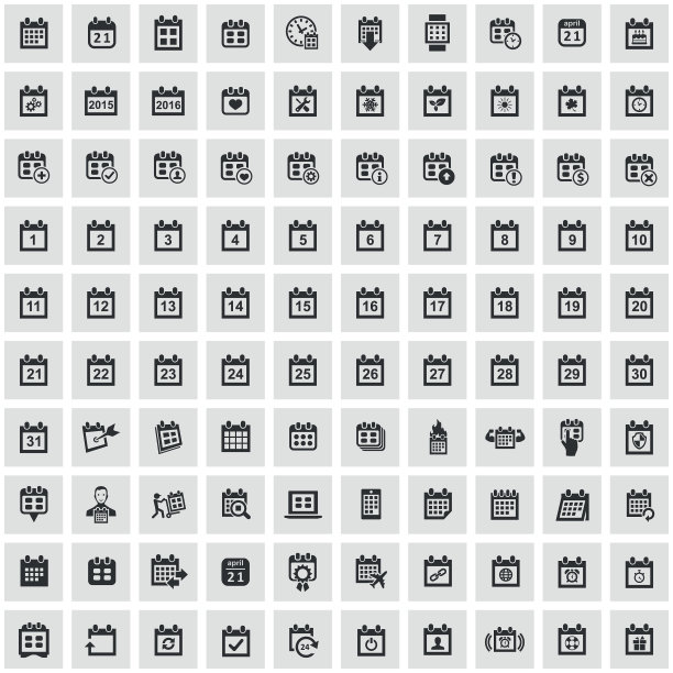 日历100图标通用设置为web和UI图片下载
