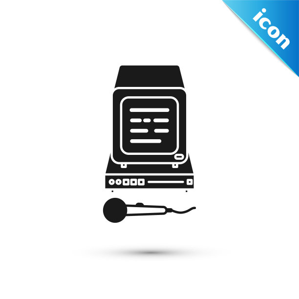 黑色卡拉ok图标孤立的白色背景图片下载