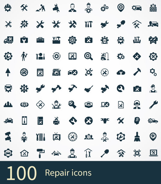 用于Web和UI的维修100图标通用集图片下载