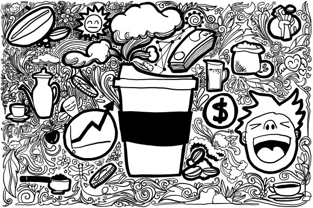 装饰咖啡涂鸦图片下载