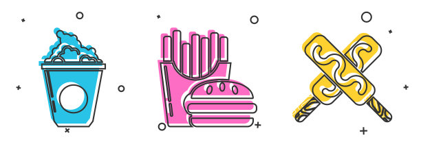 把爆米花装在汉堡和法式纸盒里图片下载