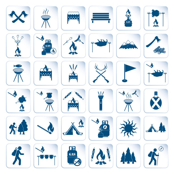 设置旅行和露营装备图标图片下载