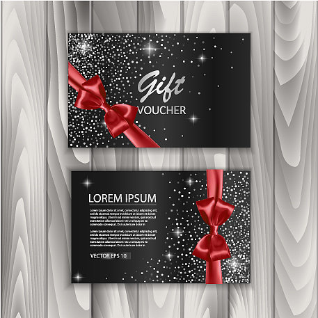 设置闪亮的礼品券与现实的红色蝴蝶结图片下载