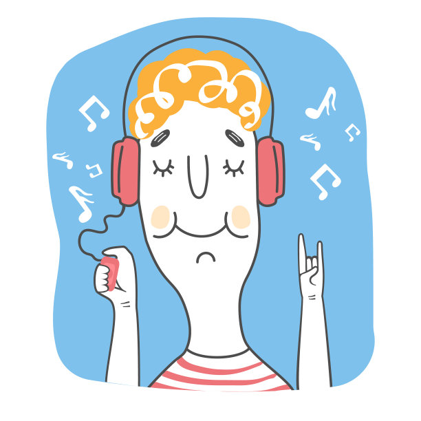 戴耳机的男孩手里拿着一个播放器图片下载