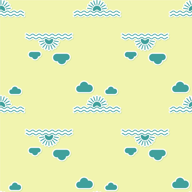 绿色日落图标隔离无缝模式上图片下载