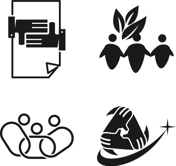 纸叶承诺团队合作一起黑色标志图片下载