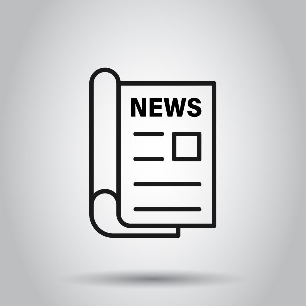 报纸图标在平面风格新闻孤立图片下载