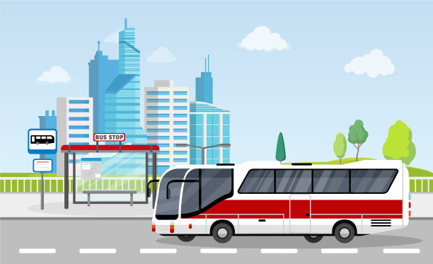 巴士站牌和时间表上的城市图片下载