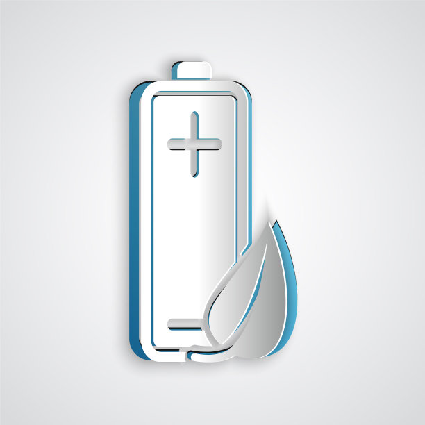 剪纸生态自然叶片和电池图标图片下载