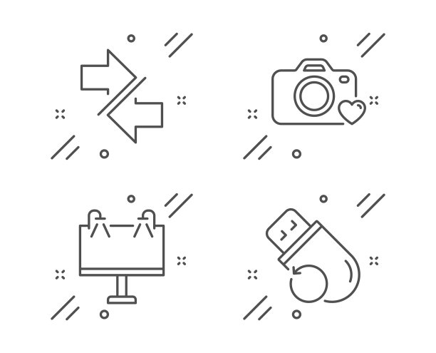 同步照片相机和道路旗帜图标图片下载