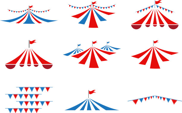 马戏团帐篷收集集平面设计模板图片下载