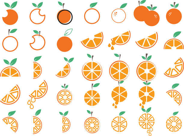 橘子水果收集集平面设计图片下载