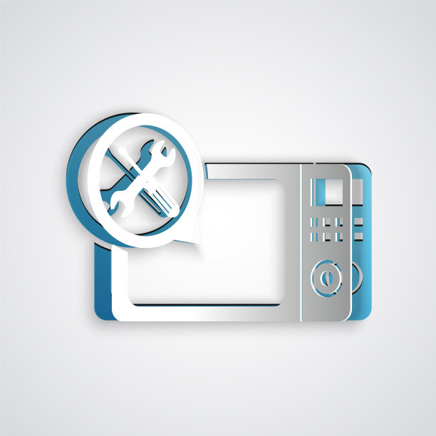 剪纸微波炉与螺丝刀和图片下载