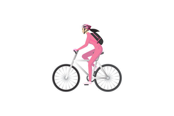 一个女人在白色的背景上骑着自行车图片下载