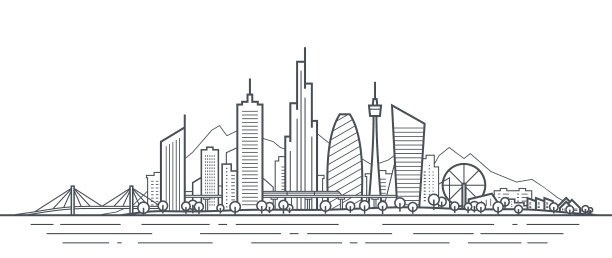 未来城市景观细线艺术图片下载