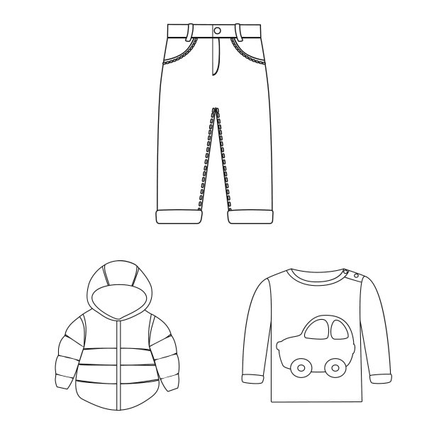 隔离对象穿戴和儿童标志集图片下载