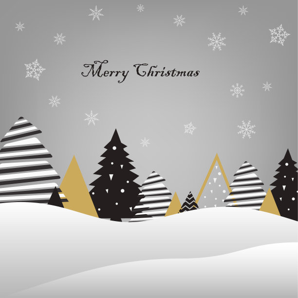 圣诞贺卡与雪林模板图片下载