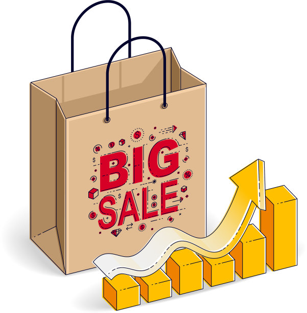 购物袋与增长图表大销售销售图片下载