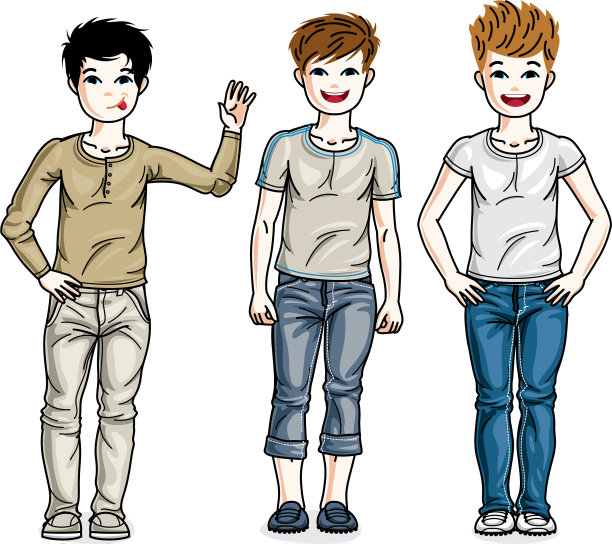 可爱的小男孩们站着穿着图片下载