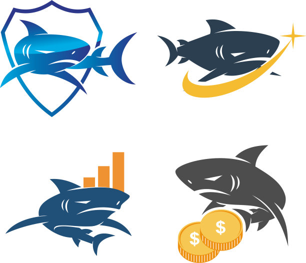 鲨鱼钱商业盾标志设计集图片下载