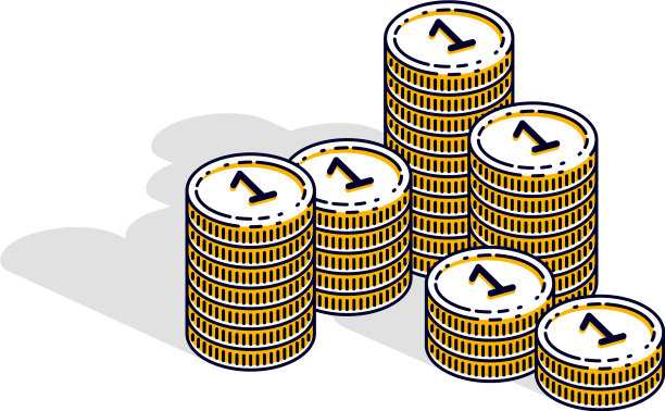 现金硬币堆孤立在白色图片下载