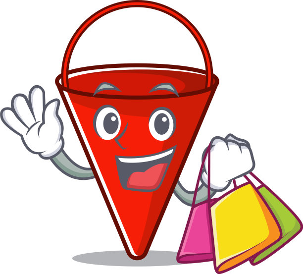 购物消防桶与卡通隔离图片下载