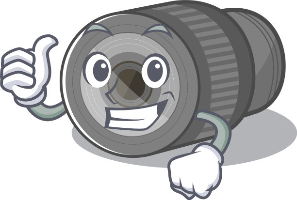 拇指向上的变焦镜头在一个卡通袋图片下载