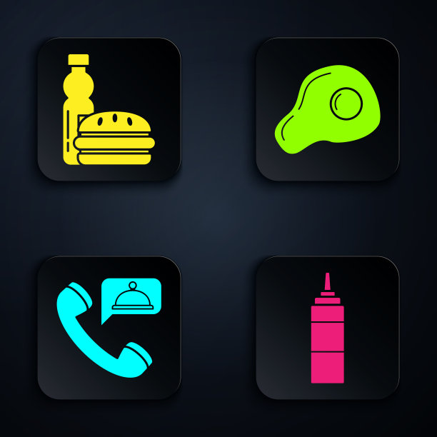 设置调味汁、瓶子、水和汉堡食品图片下载