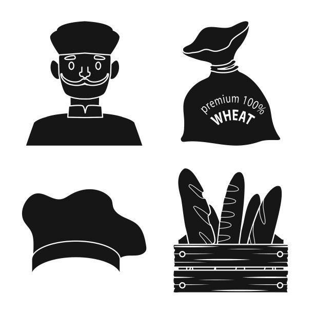 孤立对象烘焙和自然标志集图片下载