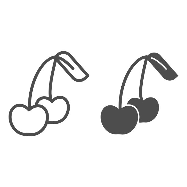 樱桃线和字形图标浆果图片下载