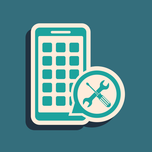 绿色移动应用程序与螺丝刀和扳手图标图片下载