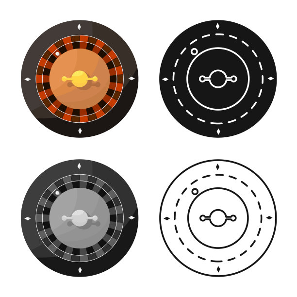 孤立的对象轮盘赌和游戏标志图片下载