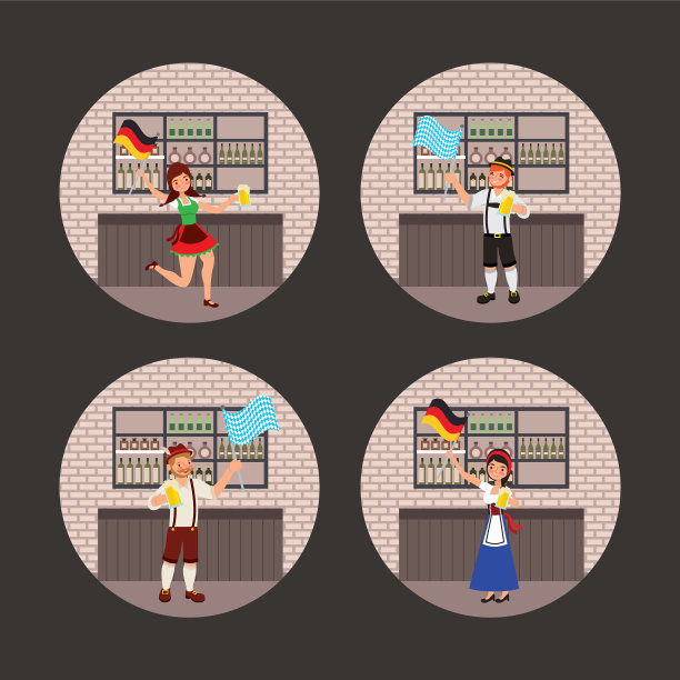 啤酒节庆祝与设置图标图片下载