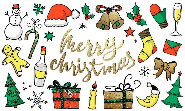 手绘彩色圣诞系列图片下载