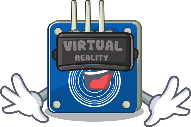 吉祥物墙上挂着虚拟现实触摸传感器图片下载