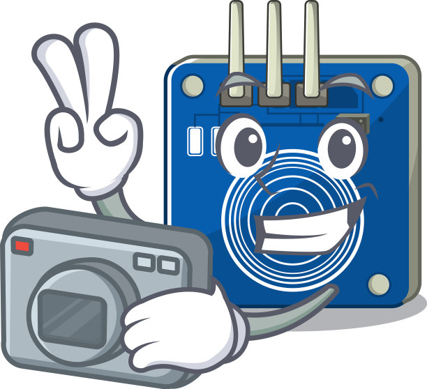 摄影师触摸传感器紧贴吉祥物墙图片下载