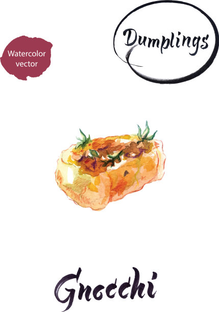 水彩画意大利饺子汤团图片下载