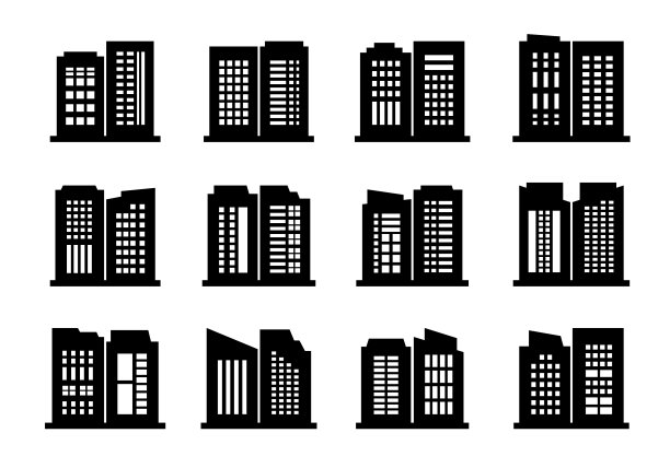 建筑和公司图标上的白色背景图片下载