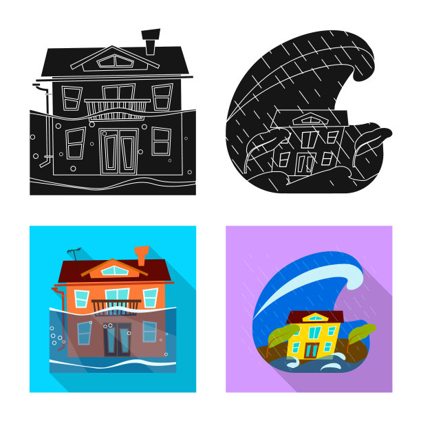 孤立物体、天气和遇险标志设置图片下载