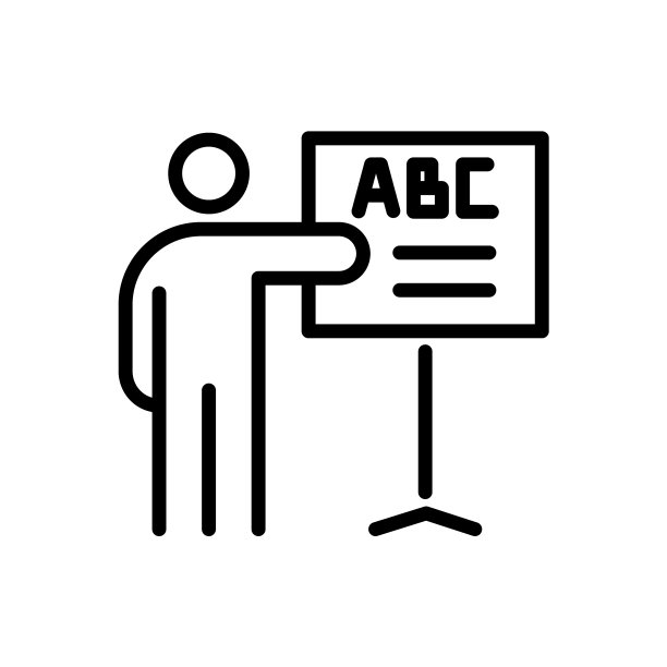 ABC图标字母表简单的平面风格轮廓图片下载