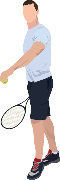 网球运动员，球和球拍都是平的图片下载