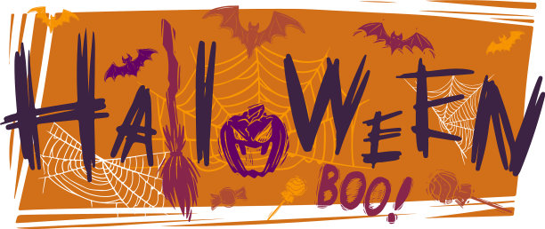 万圣节节日横幅模板与徒手图片下载